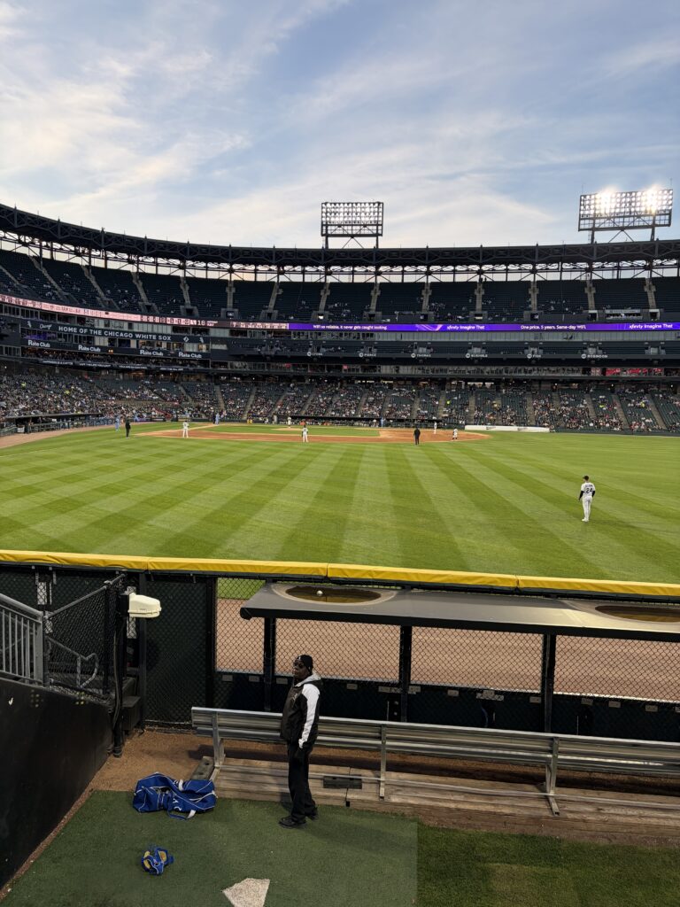 View of the ballpark field and stands on the South Side