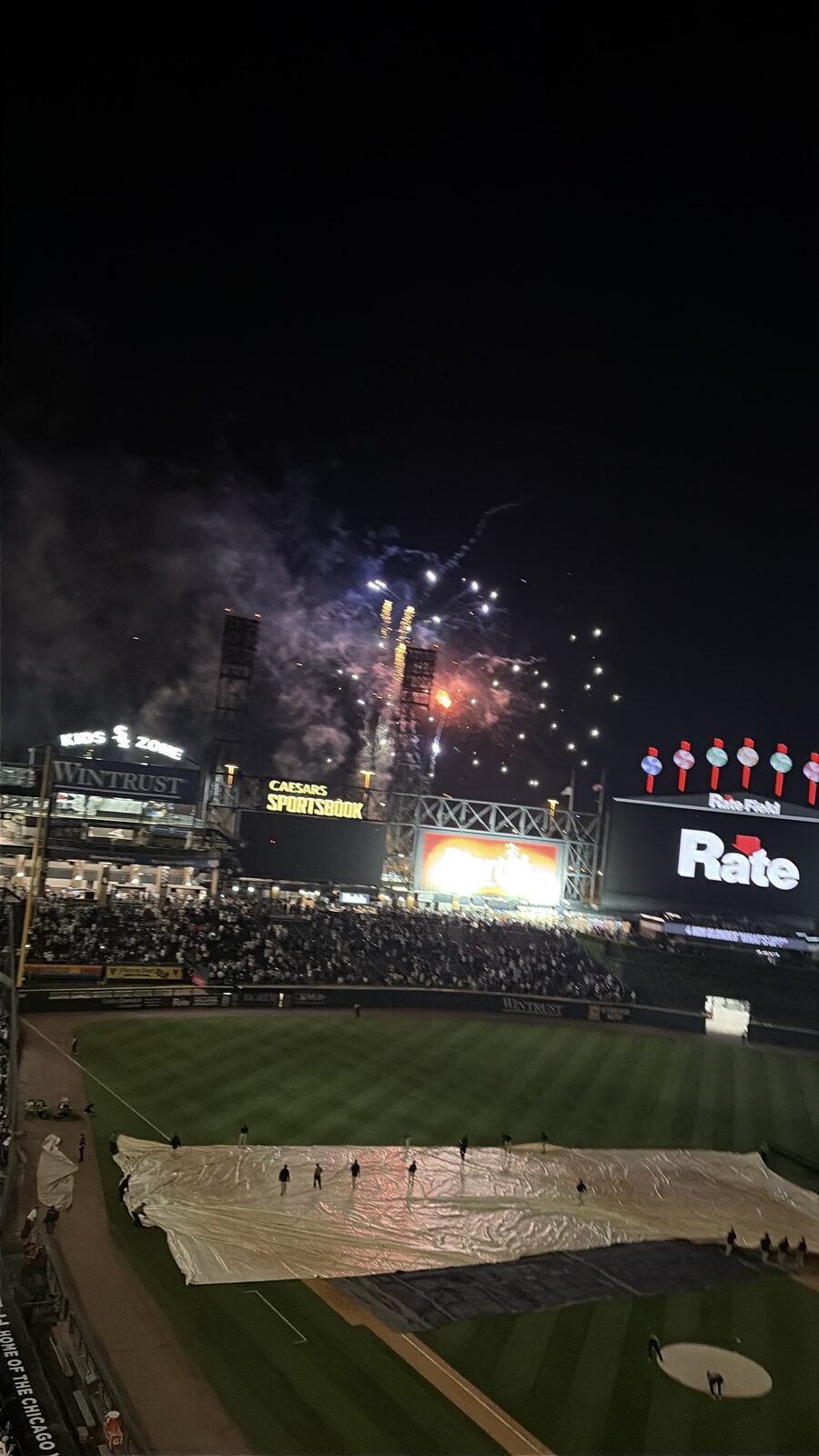 Postgame fireworks over the scoreboard — Friday nights at Rate Field come with a little extra.